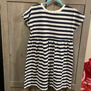 SALE Black and white striped knit, short sleeve girls dress